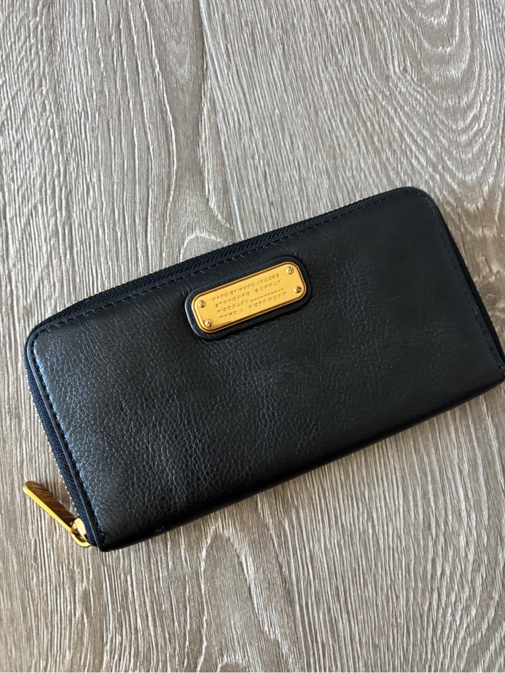 Marc Jacobs Leather multi Zip Wallet with Gold Plaque